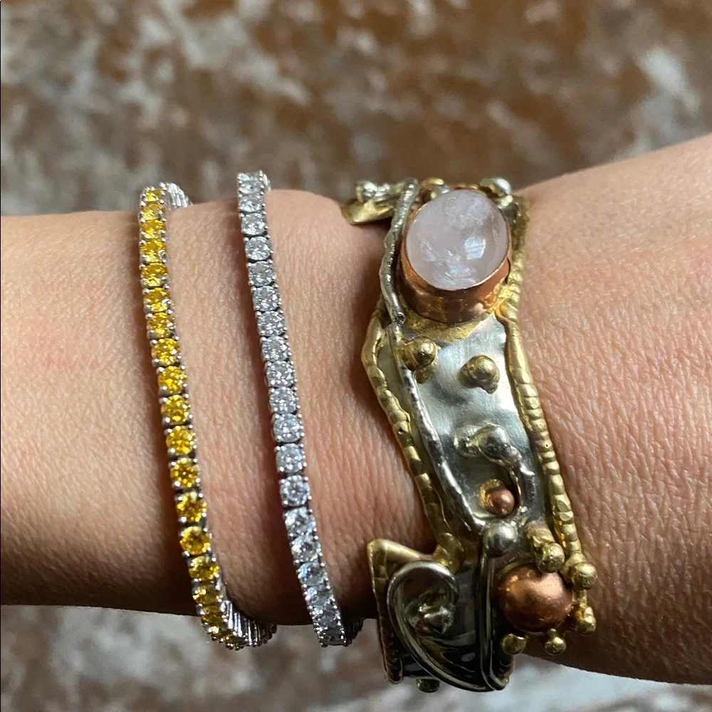 Rose quart Women's cuff Bracelet - Picture 8 of 9